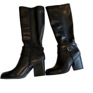 Bar III Paisley Black Knee High Boots Block Heel Size 9M